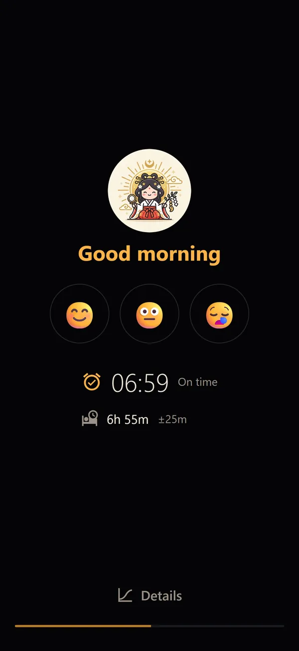 Morning screen: it will ring again at 7:00